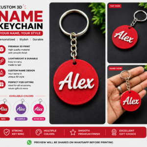 3D Round Name Tag Keychain