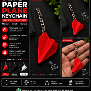 Custom 3D Paper Plane Keychain – Minimal & Stylish Design