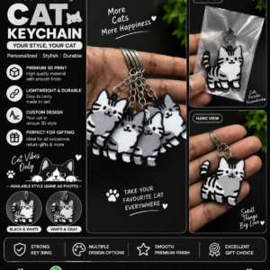 Cute Cat Keychain – Custom 3D Printed Gift